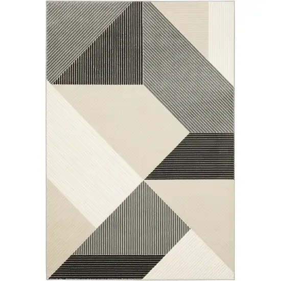 Ivory And Black Geometric Area Rug Photo 2