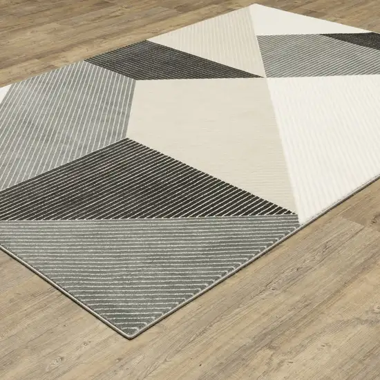 Ivory And Black Geometric Area Rug Photo 9