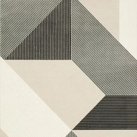 Ivory And Black Geometric Area Rug Photo 5