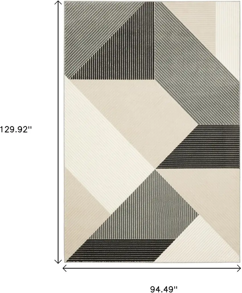 Ivory And Black Geometric Area Rug Photo 4