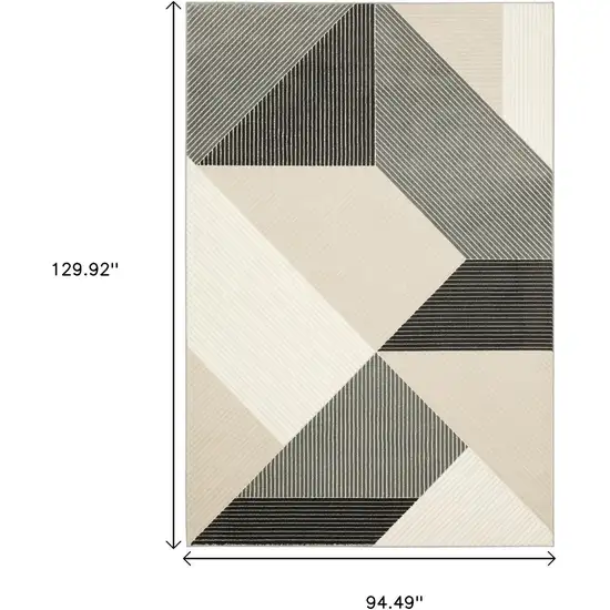 Ivory And Black Geometric Area Rug Photo 4