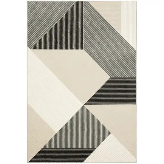 Ivory And Black Geometric Area Rug Photo 2