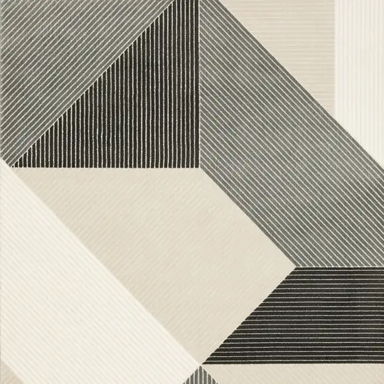 Ivory And Black Geometric Area Rug Photo 7