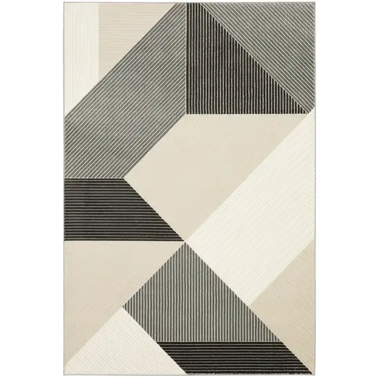 Ivory And Black Geometric Area Rug Photo 5