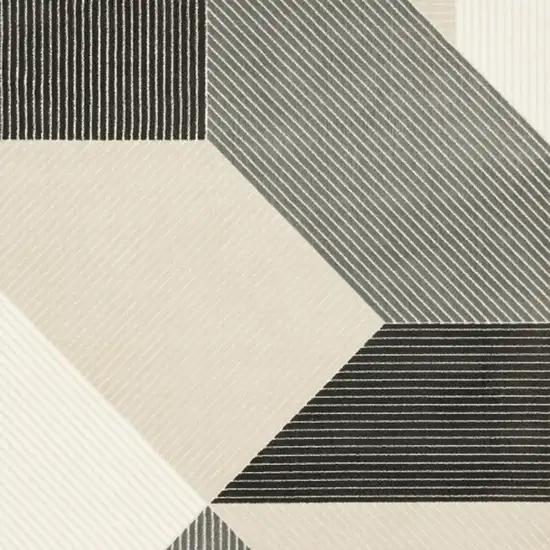 Ivory And Black Geometric Area Rug Photo 4