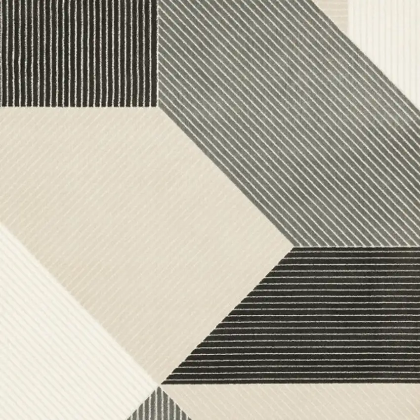 Ivory And Black Geometric Area Rug Photo 4
