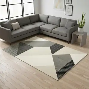 Photo of Ivory And Black Geometric Area Rug