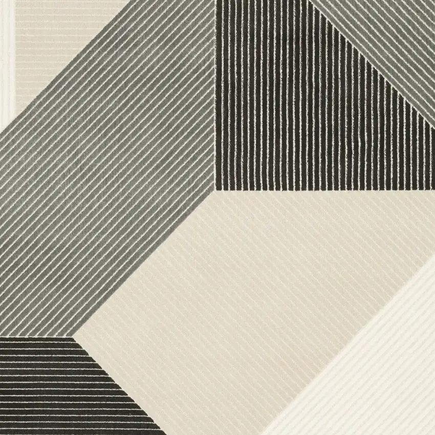 Ivory And Black Geometric Area Rug Photo 7