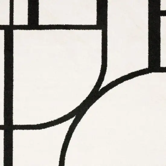 Ivory And Black Geometric Area Rug Photo 3