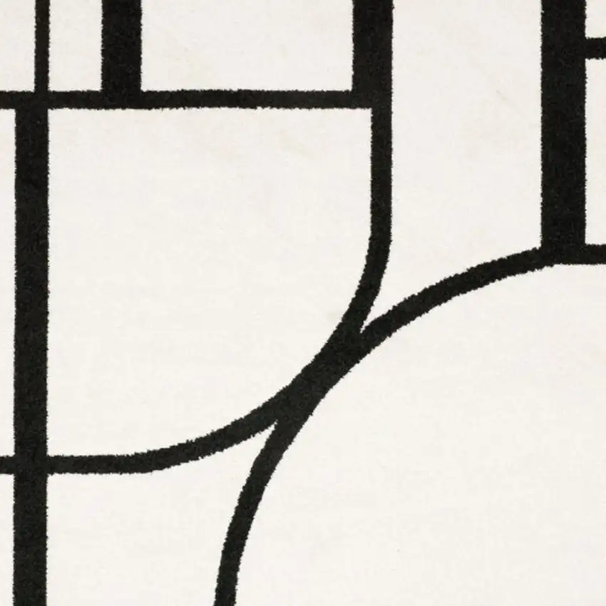 Ivory And Black Geometric Area Rug Photo 3