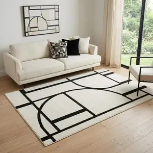 Photo of Ivory And Black Geometric Area Rug