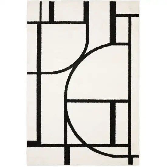 Ivory And Black Geometric Area Rug Photo 2