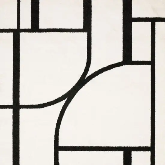 Ivory And Black Geometric Area Rug Photo 4