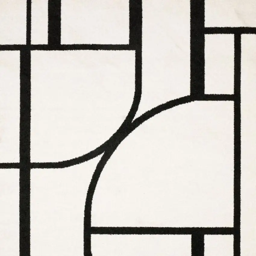 Ivory And Black Geometric Area Rug Photo 4