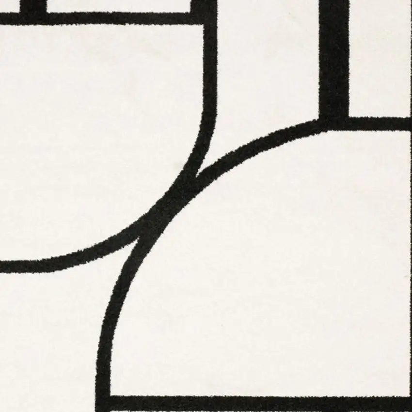 Ivory And Black Geometric Area Rug Photo 3