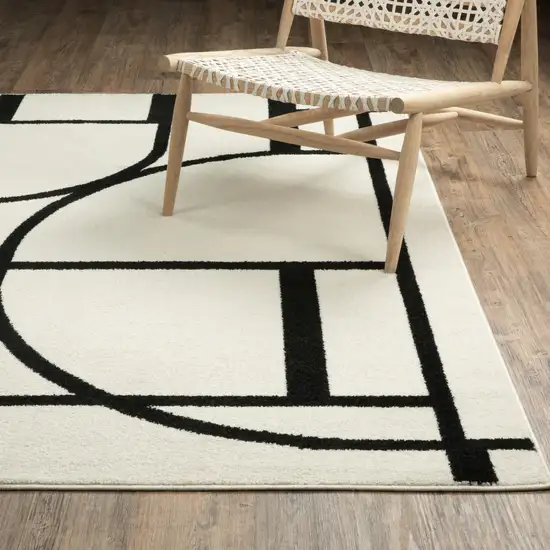 Ivory And Black Geometric Area Rug Photo 5