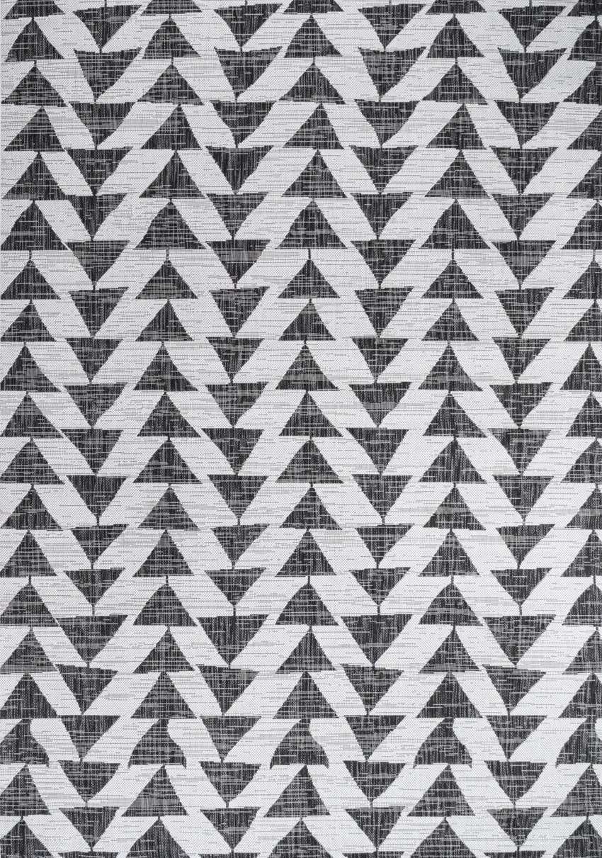 Ivory And Black Geometric Indoor Outdoor Area Rug Photo 2