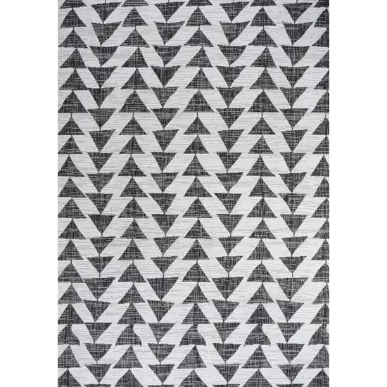 Ivory And Black Geometric Indoor Outdoor Area Rug Photo 2
