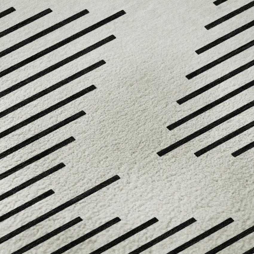Ivory And Black Geometric Washable Area Rug With UV Protection Photo 8
