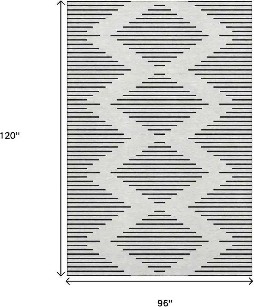 Ivory And Black Geometric Washable Area Rug With UV Protection Photo 8