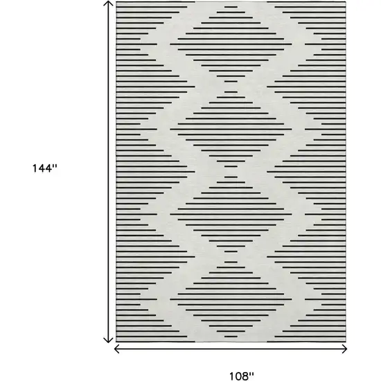Ivory And Black Geometric Washable Area Rug With UV Protection Photo 8
