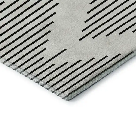 Ivory And Black Geometric Washable Area Rug With UV Protection Photo 5