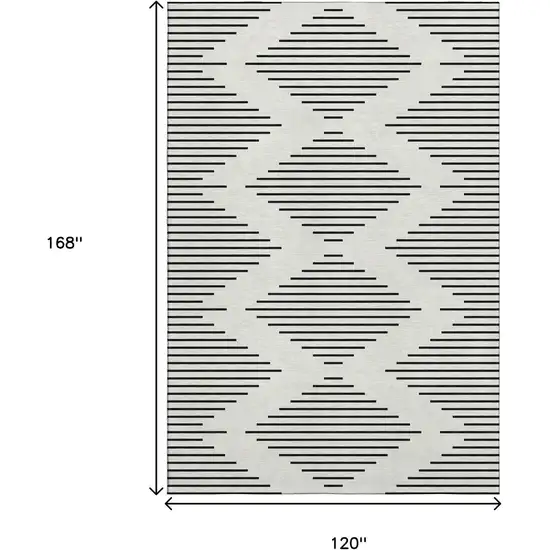Ivory And Black Geometric Washable Area Rug With UV Protection Photo 8
