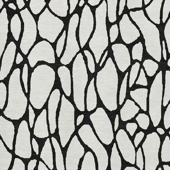 Ivory And Black Geometric Washable Area Rug With UV Protection Photo 2