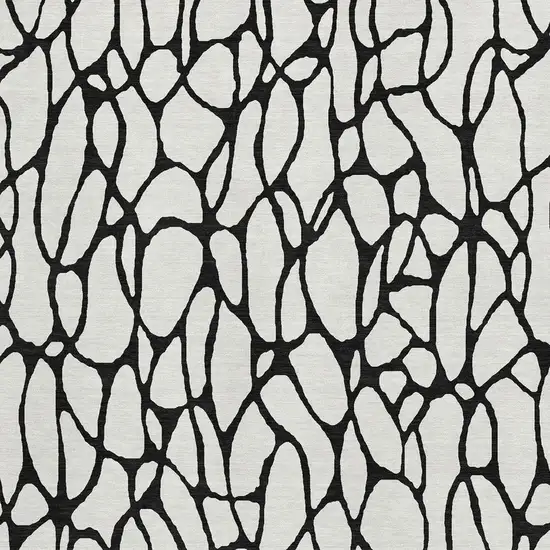 Ivory And Black Geometric Washable Area Rug With UV Protection Photo 3