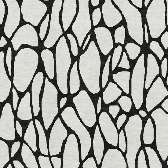 Ivory And Black Geometric Washable Area Rug With UV Protection Photo 2