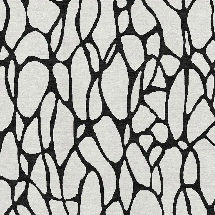 Ivory And Black Geometric Washable Area Rug With UV Protection Photo 2