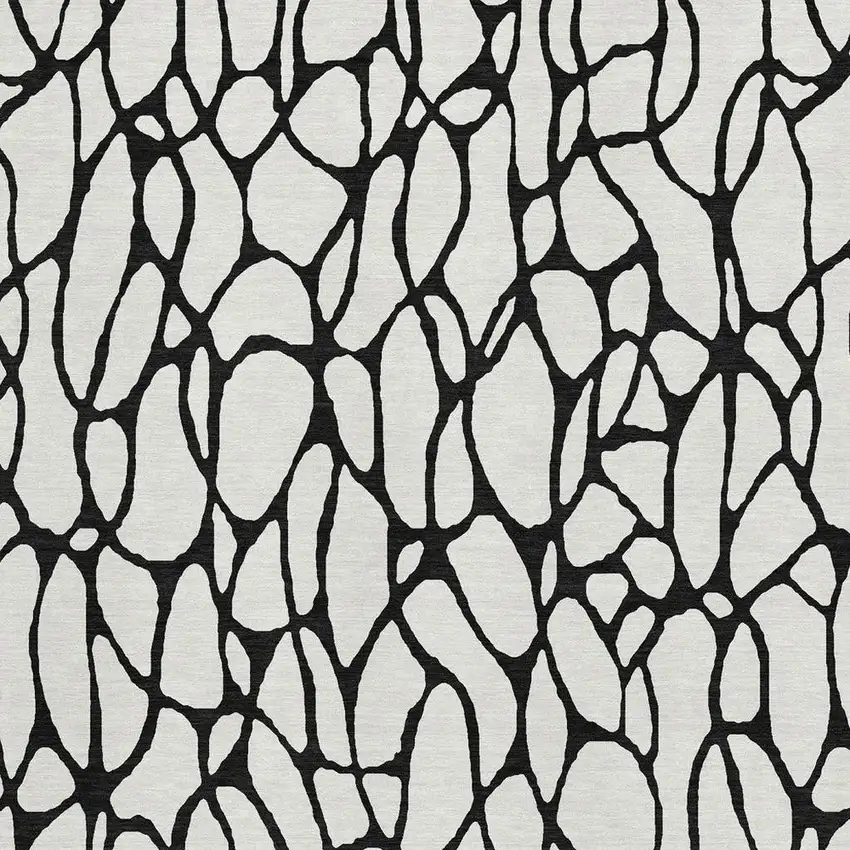 Ivory And Black Geometric Washable Area Rug With UV Protection Photo 3