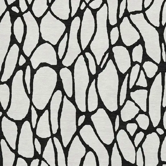 Ivory And Black Geometric Washable Area Rug With UV Protection Photo 2