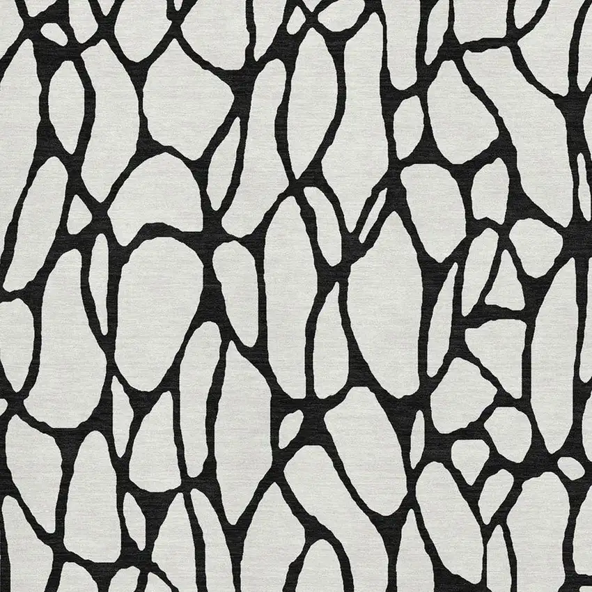 Ivory And Black Geometric Washable Area Rug With UV Protection Photo 2