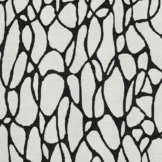 Ivory And Black Geometric Washable Area Rug With UV Protection Photo 2