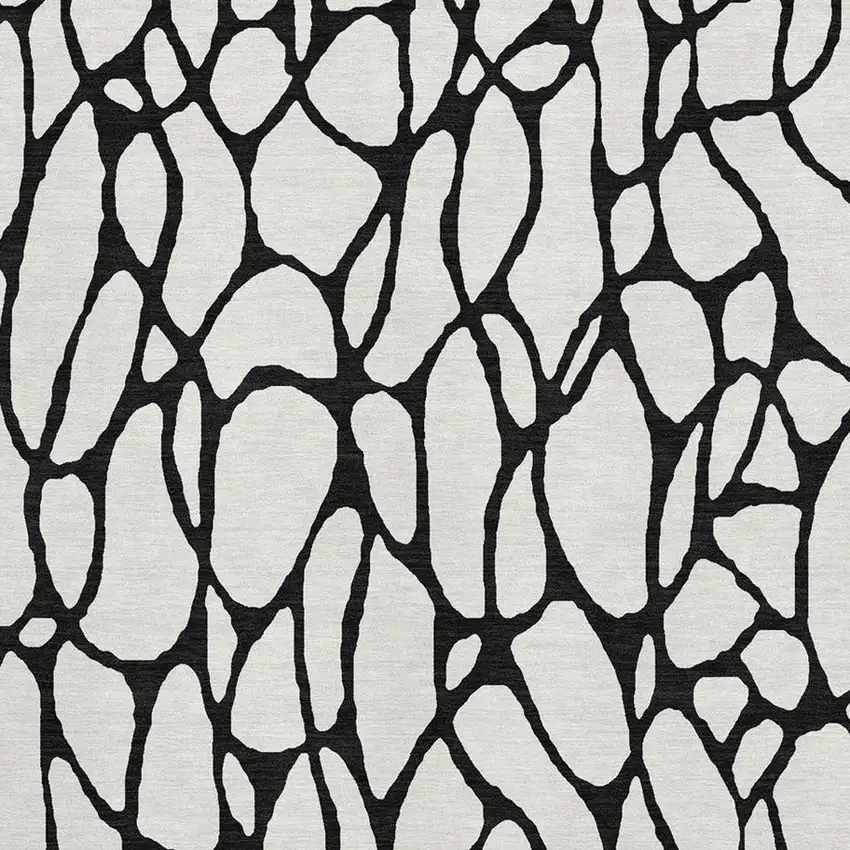 Ivory And Black Geometric Washable Area Rug With UV Protection Photo 2