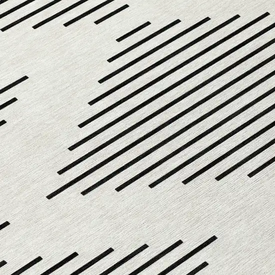 Ivory And Black Geometric Washable Indoor Outdoor Area Rug Photo 7