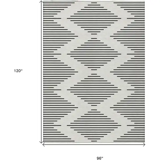 Ivory And Black Geometric Washable Indoor Outdoor Area Rug Photo 8