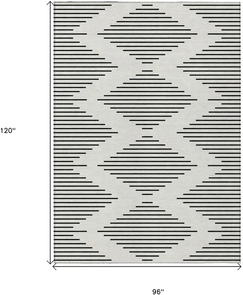 Ivory And Black Geometric Washable Indoor Outdoor Area Rug Photo 8