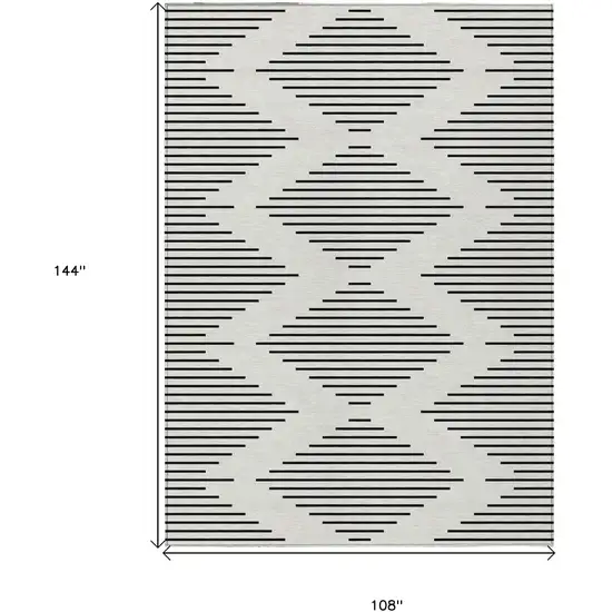 Ivory And Black Geometric Washable Indoor Outdoor Area Rug Photo 3