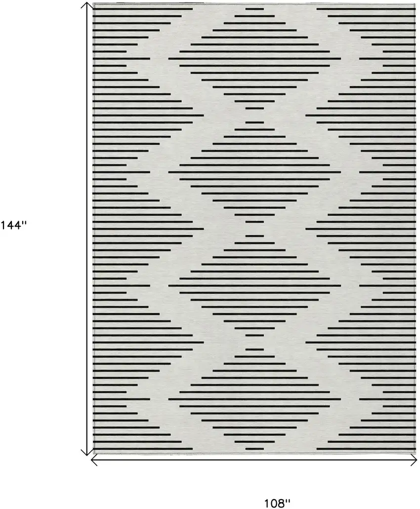 Ivory And Black Geometric Washable Indoor Outdoor Area Rug Photo 3