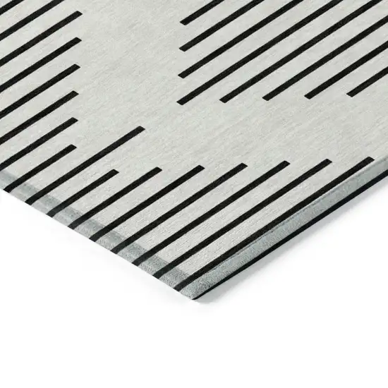Ivory And Black Geometric Washable Indoor Outdoor Area Rug Photo 3