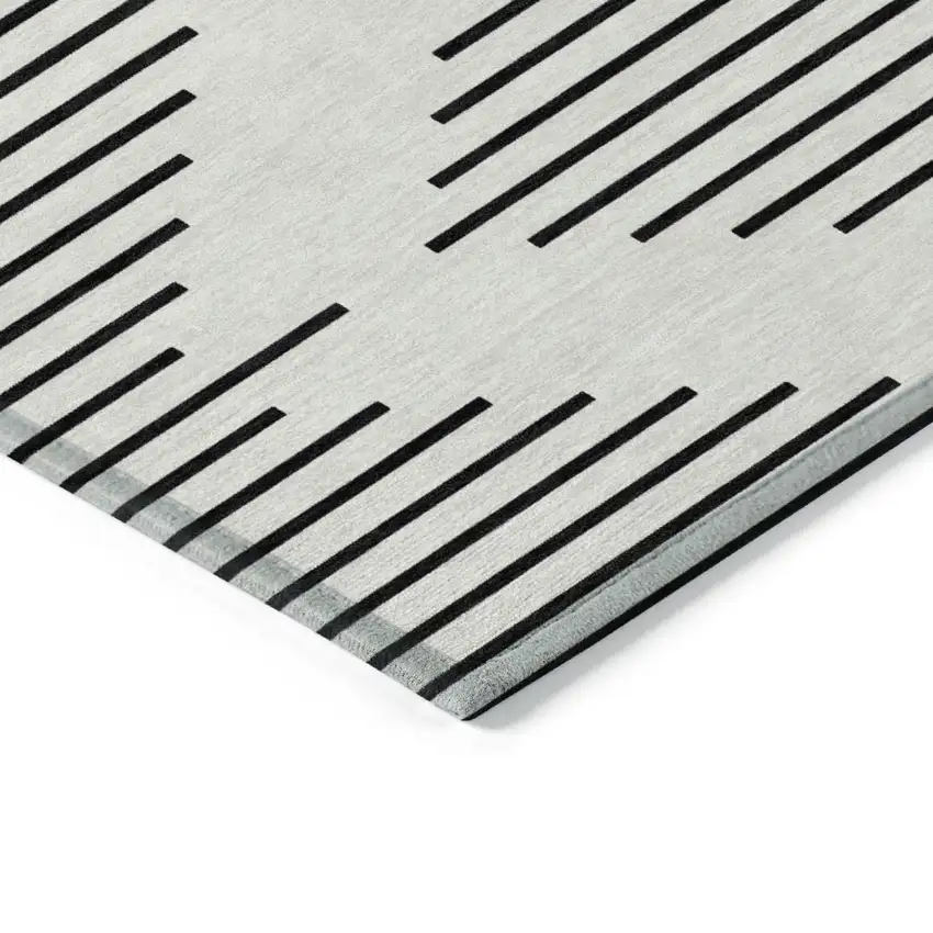 Ivory And Black Geometric Washable Indoor Outdoor Area Rug Photo 3