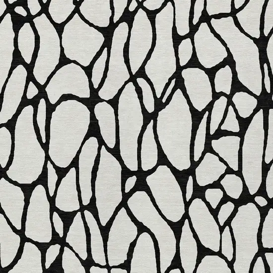 Ivory And Black Geometric Washable Indoor Outdoor Area Rug Photo 6