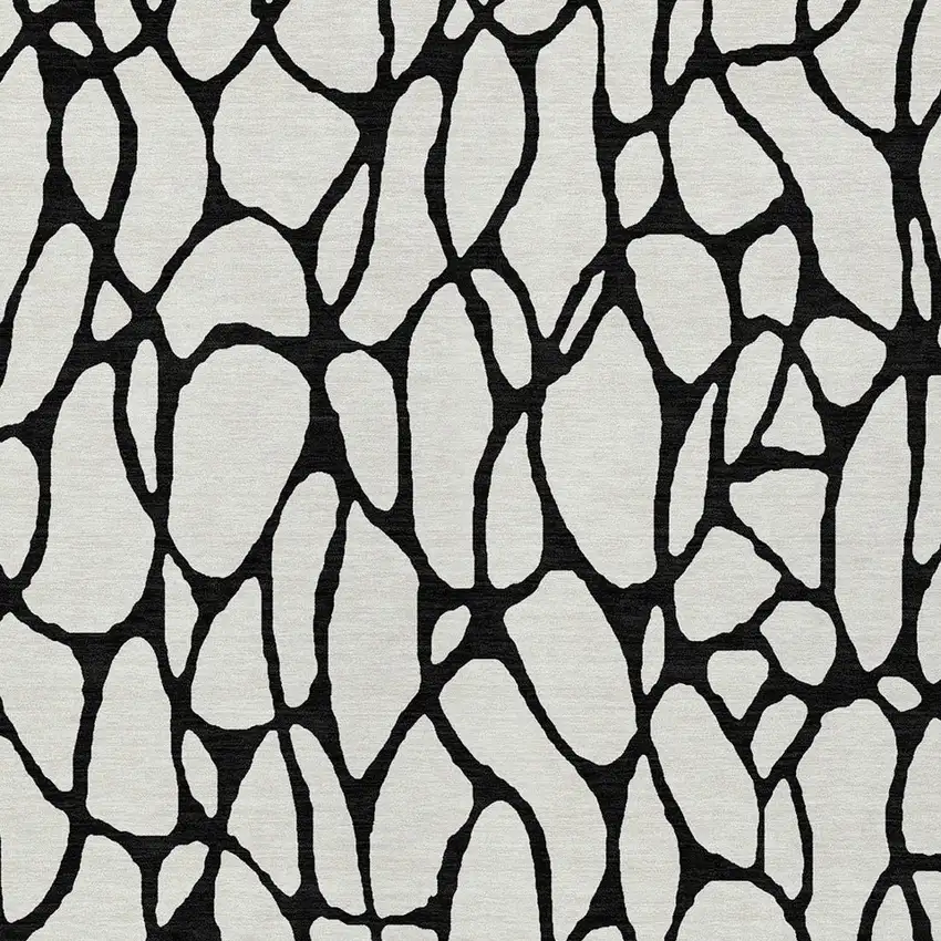 Ivory And Black Geometric Washable Indoor Outdoor Area Rug Photo 6