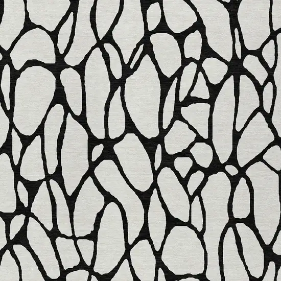 Ivory And Black Geometric Washable Indoor Outdoor Area Rug Photo 6