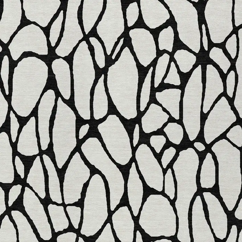 Ivory And Black Geometric Washable Indoor Outdoor Area Rug Photo 6