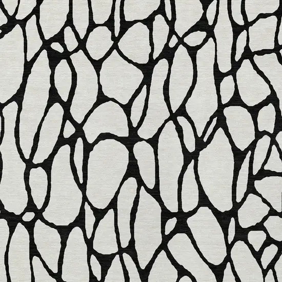 Ivory And Black Geometric Washable Indoor Outdoor Area Rug Photo 6