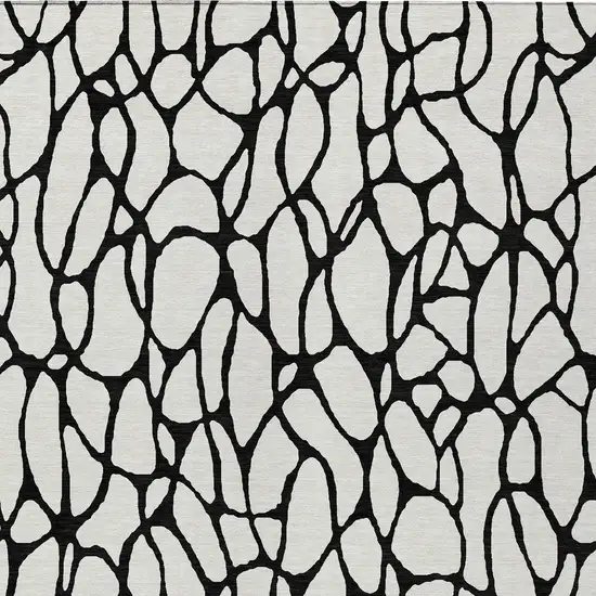 Ivory And Black Geometric Washable Indoor Outdoor Area Rug Photo 7