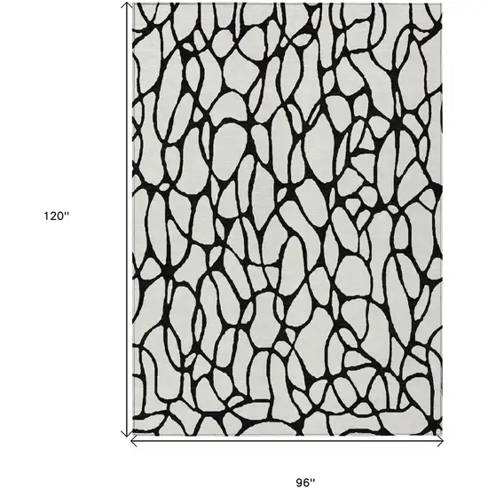 Ivory And Black Geometric Washable Indoor Outdoor Area Rug Photo 3